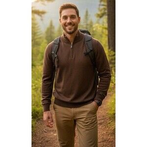 Mens Turnbury Merino Wool 1/4 Zip Sweater Pullover Grandpa Long Sleeve Sz XLT